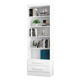 Biblioteca Curitiba Blanco 62x183cm con Cinco Compartimientos y con Dos Cajones - Bibliotecas | Bylmo