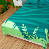 Juego de Sabanas Infantil Microfibra Semidoble 120 cm Azul con Ramas Verdes - Ropa de Cama | Bylmo