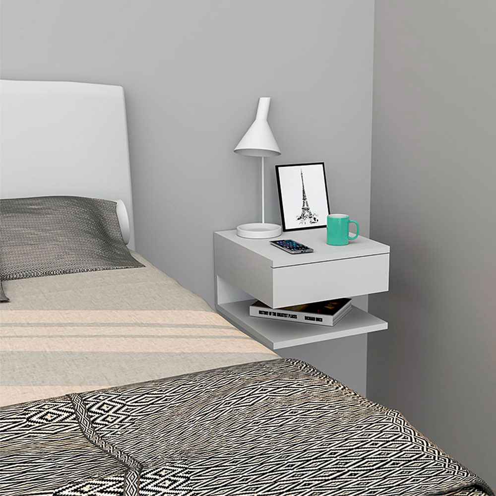 Mesa de Noche London Blanco 30 cm con Un Cajón - Mesas de Noche | Bylmo