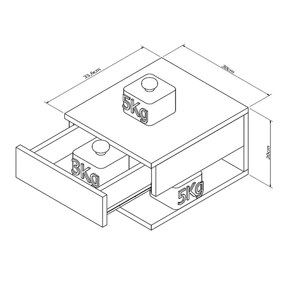 Mesa de Noche London Blanco 30 cm con Un Cajón - Mesas de Noche | Bylmo