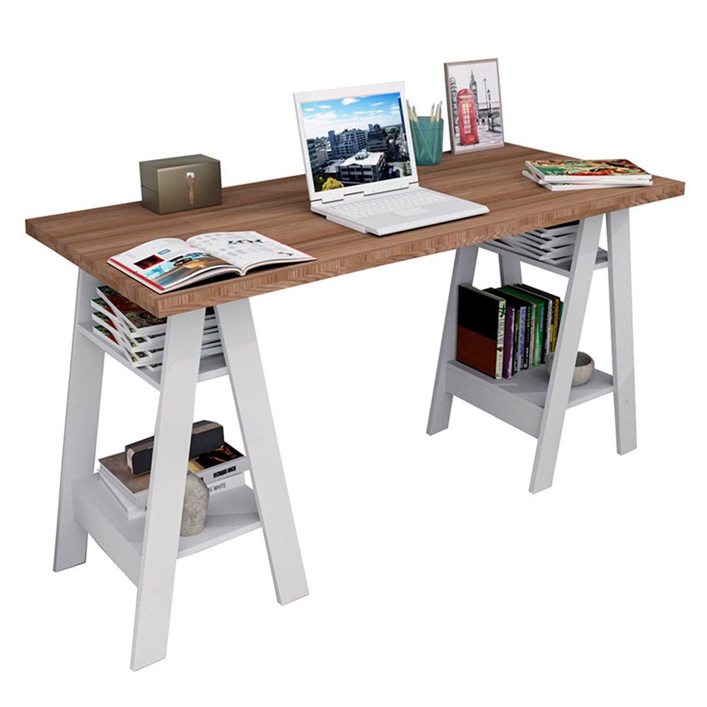 Escritorio Ginebra Cafe 135 cm con Entrepaños - Escritorios y Archivadores | Bylmo