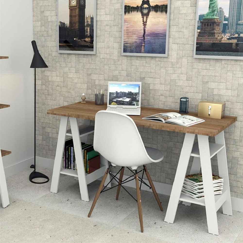 Escritorio Ginebra Cafe 135 cm con Entrepaños - Escritorios y Archivadores | Bylmo