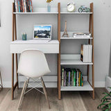Escritorio Montreal Cafe 126 cm con Biblioteca - Escritorios y Archivadores | Bylmo