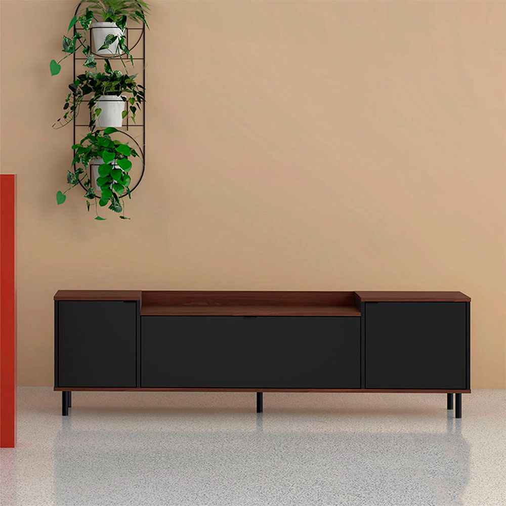 Rack Copacabana Cafe y Negro 170 cm con Tres Puertas - Muebles para TV | Bylmo