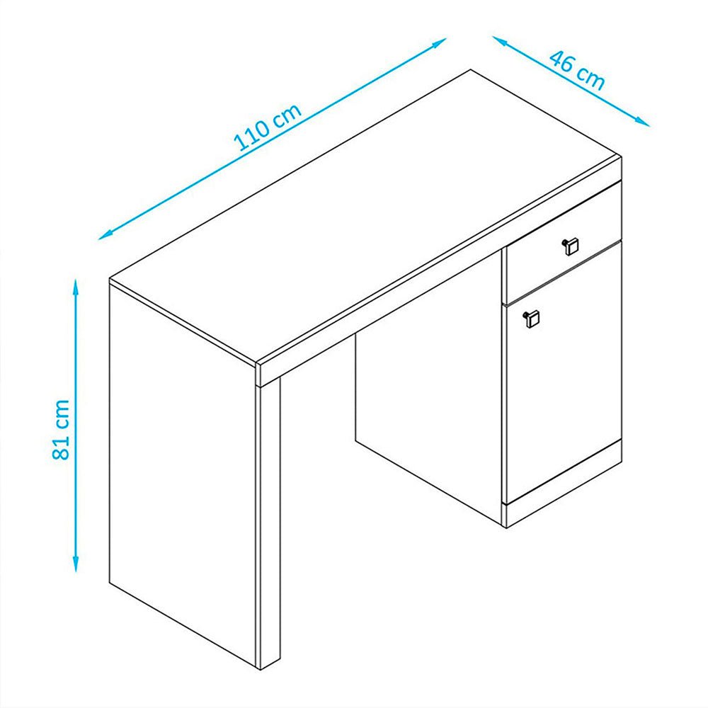Escritorio Lyon Cafe 110 cm con Cajón y Puerta - Escritorios y Archivadores | Bylmo