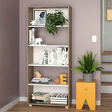 Biblioteca Ibiza Roble y Blanco 68 cm con Entrepaños - Repisas y Percheros | Bylmo