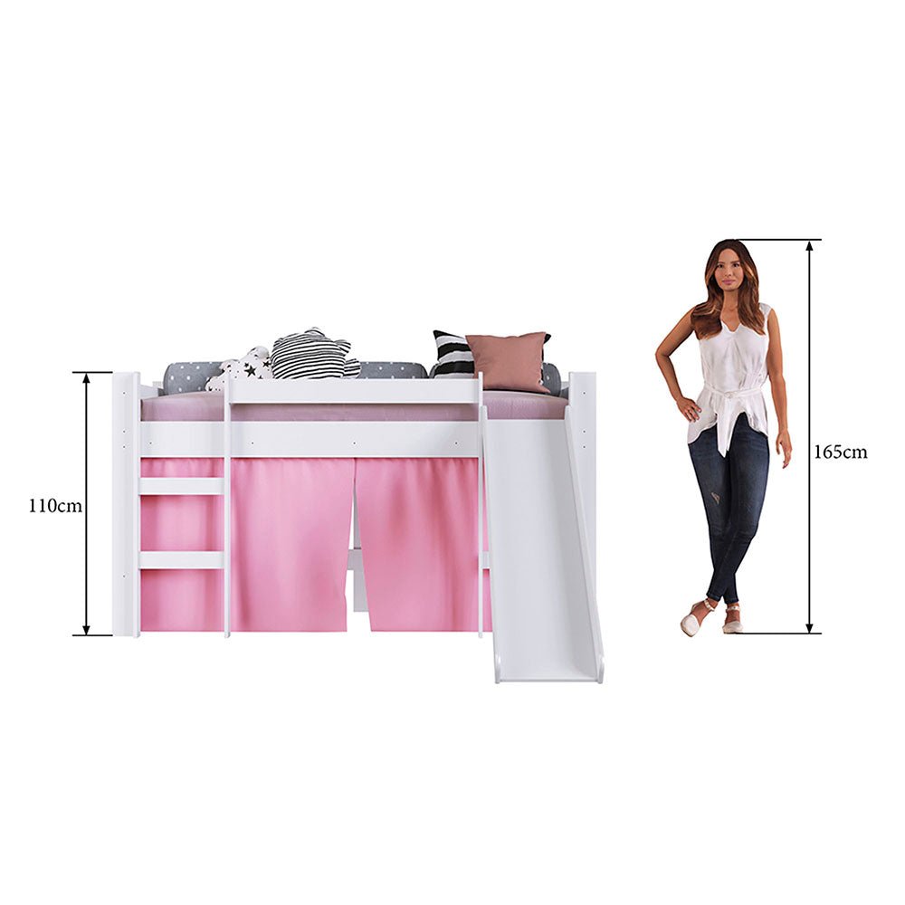 Cama Valentina Sencilla 90 cm Blanco y Rosado con Lisadero - Camas | Bylmo