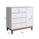 Cómoda Mariana Blanco 90 cm con Cuatro Cajones y Una Puerta - Cajoneras | Bylmo