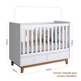 Cuna Jairo 133x105 cm Blanco con Dos Cajones - Camas | Bylmo