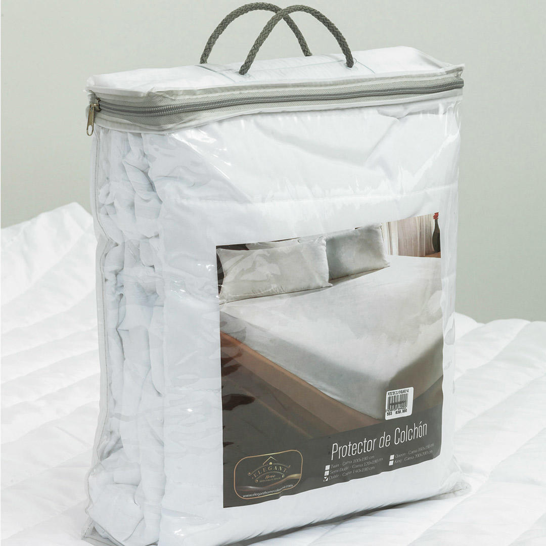 Protector de Colchón Microfibra Doble 140 cm Blanco Fondo Entero - Ropa de Cama | Bylmo