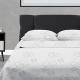 Juego de Sabanas Microfibra King 200 cm Blanco con Cubos Negros - Ropa de Cama | Bylmo