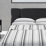 Juego de Sabanas Microfibra Doble 140 cm Blanco con Líneas Negras - Ropa de Cama | Bylmo