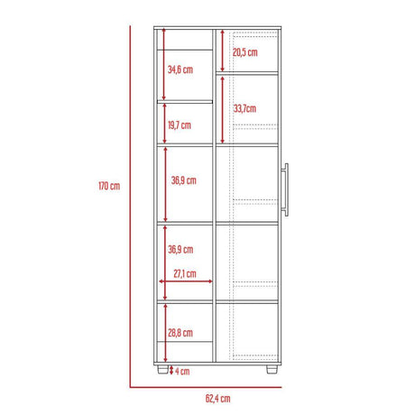 Alacena San Lorenzo Habano 62 cm con Dos Puertas y un Cajón Lateral - Muebles Organizadores | Bylmo
