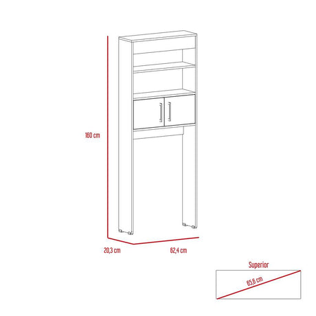 Ahorrador de Espacio para Baño Madrid Blanco 62.4x160cm con Un Cajón y con Un Entrepaño - Gabinetes | Bylmo