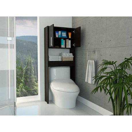 Ahorrador de Espacio para Baño Barcelona Wengue 63x160cm sin Cajones y con Un Entrepaño - Gabinetes | Bylmo