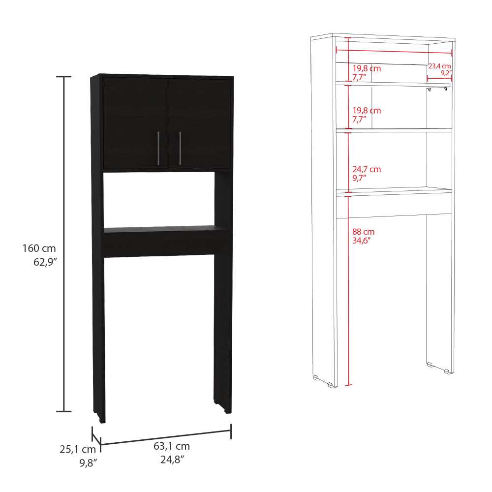 Ahorrador de Espacio para Baño Barcelona Wengue 63x160cm sin Cajones y con Un Entrepaño - Gabinetes | Bylmo