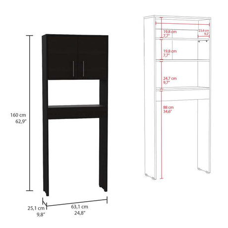 Ahorrador de Espacio para Baño Barcelona Wengue 63x160cm sin Cajones y con Un Entrepaño - Gabinetes | Bylmo