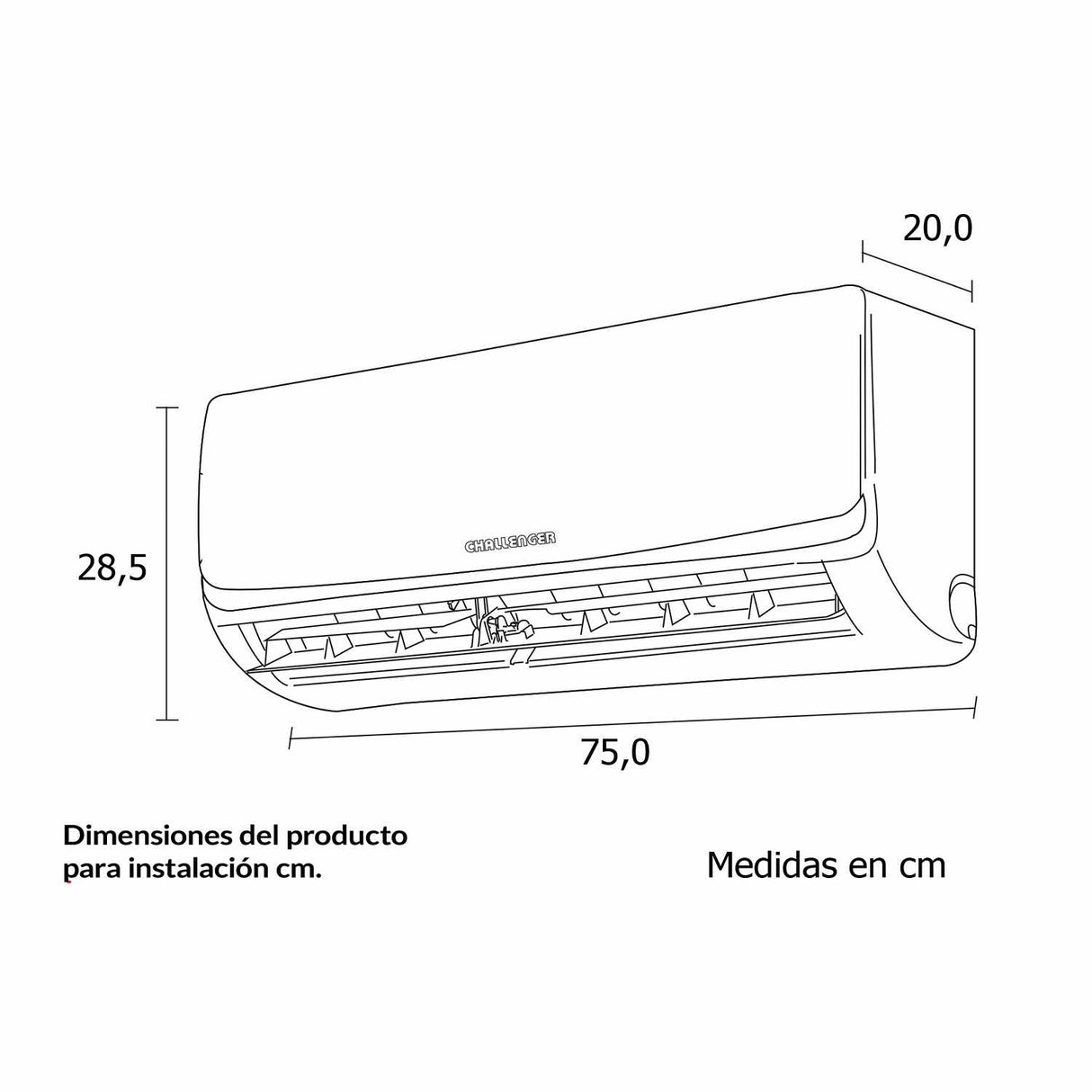 Aire Acondicionado Challenger Blanco 67x28cm 110 Voltios con Apagado Automático y con Temporizador - Electronicos | Bylmo