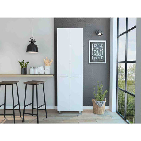 Alacena Baleare Blanco 59 cm con Entrepaños y Patas Metálicas - Alacenas y Muebles Microondas | Bylmo