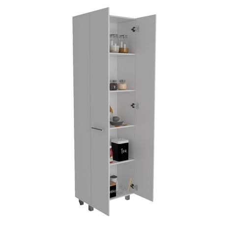 Alacena Baleare Blanco 59 cm con Entrepaños y Patas Metálicas - Alacenas y Muebles Microondas | Bylmo