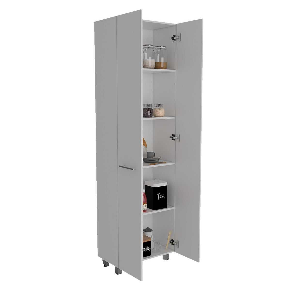 Alacena Baleare Blanco 59 cm con Entrepaños y Patas Metálicas - Alacenas y Muebles Microondas | Bylmo
