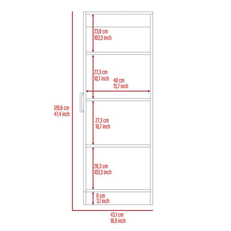 Alacena Balleria Plus Blanco 43 cm con Una Puerta - Muebles Organizadores | Bylmo