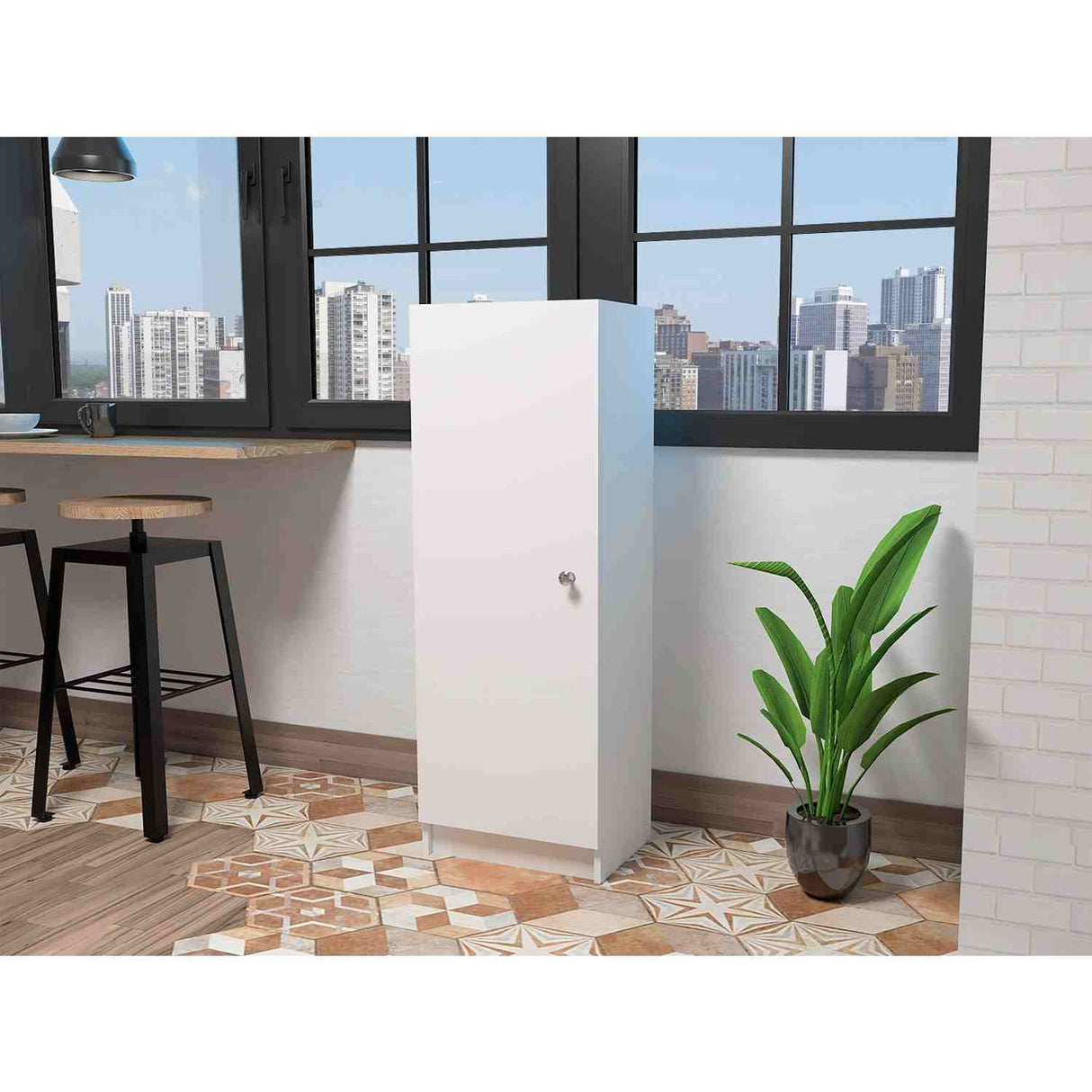 Alacena Belleria Blanco 43 cm con Una Puerta y Tres Entrepaños - Alacenas y Muebles Microondas | Bylmo