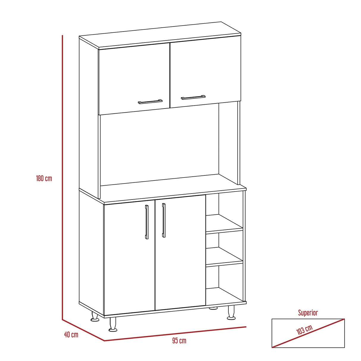 Alacena Blanca 95 cm con Almacenamiento - Alacenas y Muebles Microondas | Bylmo