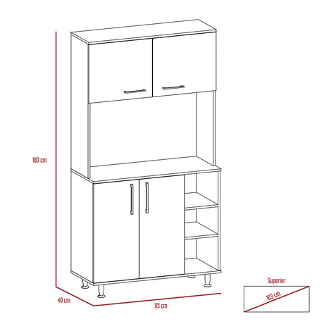 Alacena Blanca 95 cm con Almacenamiento - Alacenas y Muebles Microondas | Bylmo