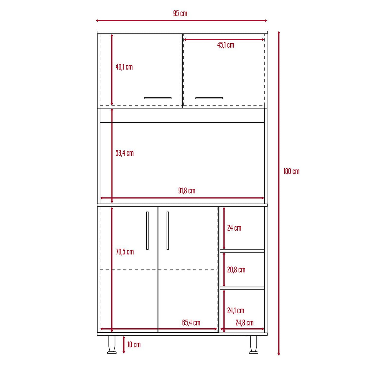Alacena Blanca 95 cm con Almacenamiento - Alacenas y Muebles Microondas | Bylmo