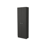 Alacena Coga Wengue 181 cm x 60 cm con 2 Puertas y 5 entrepaños, Pomos Metálicos Redondos - Alacenas y Muebles Microondas | Bylmo