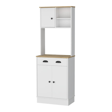 Alacena Z Plus Blanco y Macadamia 60x169cm con Dos Entrepaños y con Tres Puertas - Alacenas y Muebles Microondas | Bylmo