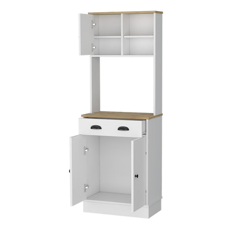 Alacena Z Plus Blanco y Macadamia 60x169cm con Dos Entrepaños y con Tres Puertas - Alacenas y Muebles Microondas | Bylmo