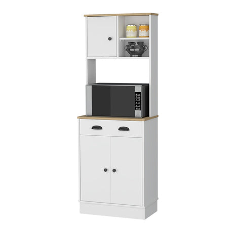 Alacena Z Plus Blanco y Macadamia 60x169cm con Dos Entrepaños y con Tres Puertas - Alacenas y Muebles Microondas | Bylmo