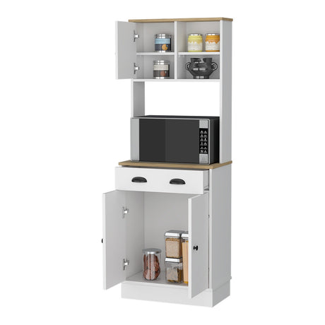 Alacena Z Plus Blanco y Macadamia 60x169cm con Dos Entrepaños y con Tres Puertas - Alacenas y Muebles Microondas | Bylmo
