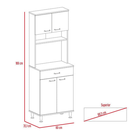 Alacena Della Plus Blanco 60x169cm con Un Entrepaño y con Cuatro Puertas - Alacenas y Muebles Microondas | Bylmo