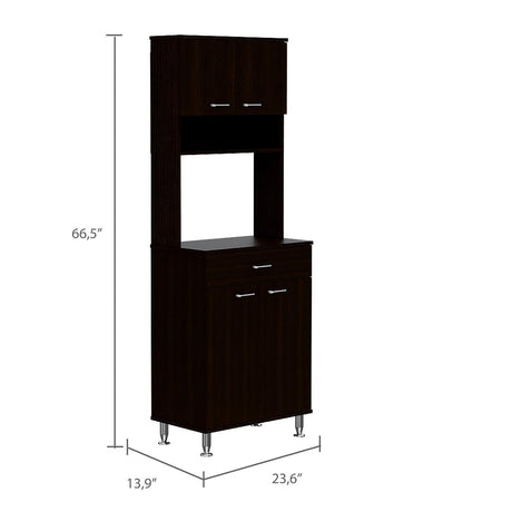 Alacena Della Wengue 60 cm Con un Cajón, Entrepaños y Cuatro Puertas - Alacenas y Muebles Microondas | Bylmo