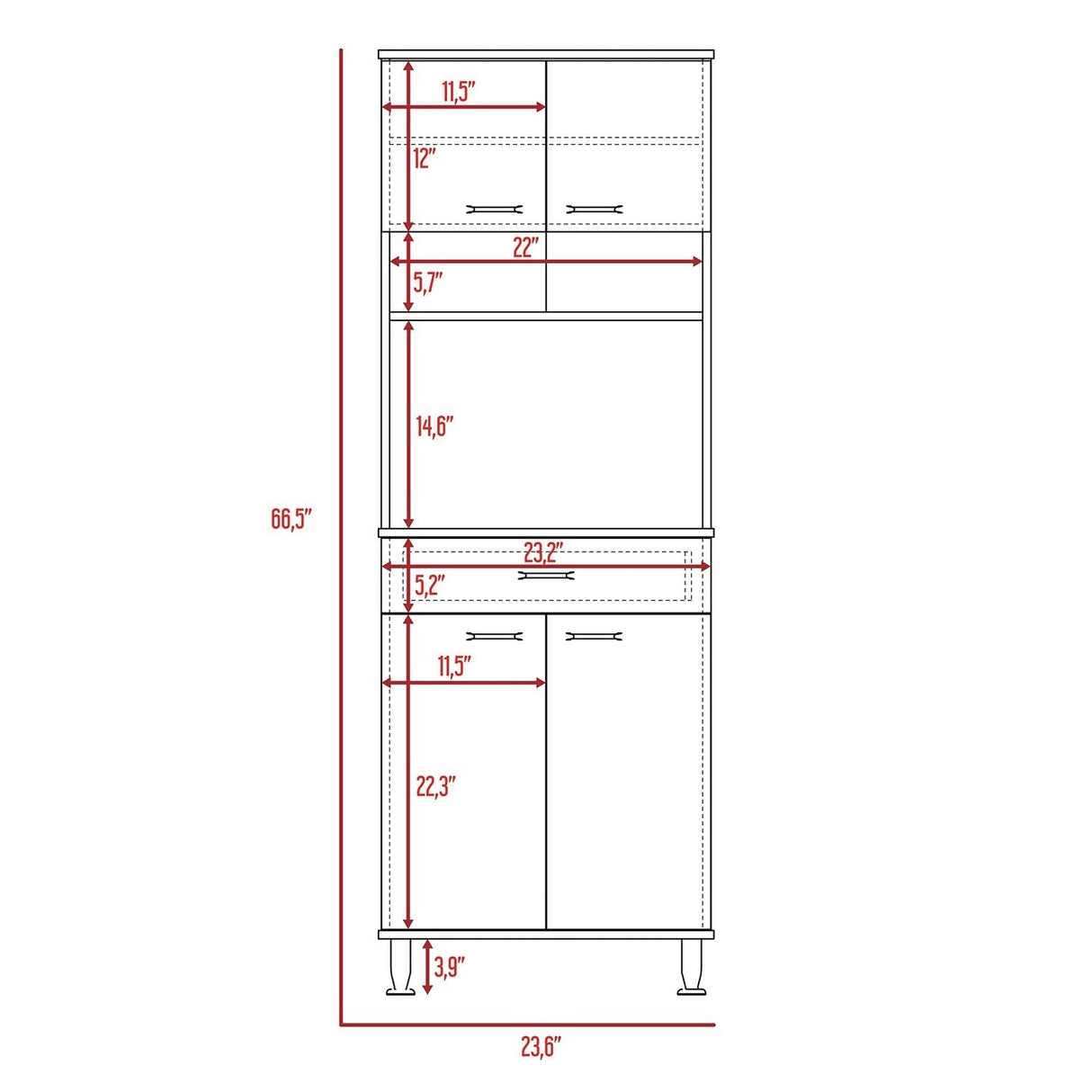 Alacena Della Wengue 60 cm Con un Cajón, Entrepaños y Cuatro Puertas - Alacenas y Muebles Microondas | Bylmo