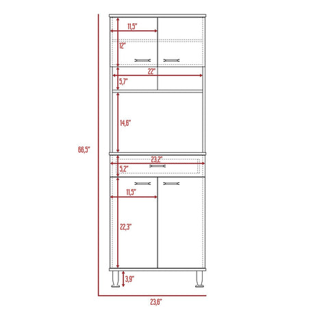 Alacena Della Wengue 60 cm Con un Cajón, Entrepaños y Cuatro Puertas - Alacenas y Muebles Microondas | Bylmo