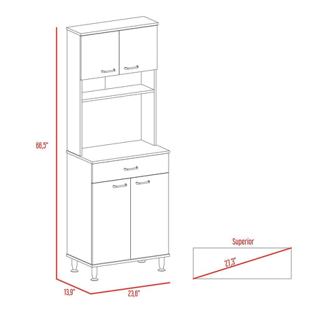 Alacena Della Wengue 60 cm Con un Cajón, Entrepaños y Cuatro Puertas - Alacenas y Muebles Microondas | Bylmo