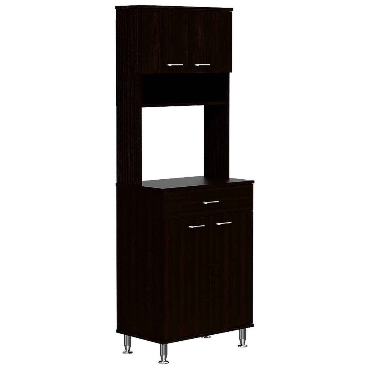Alacena Della Wengue 60 cm Con un Cajón, Entrepaños y Cuatro Puertas - Alacenas y Muebles Microondas | Bylmo