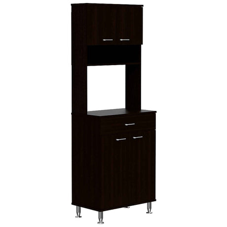 Alacena Della Wengue 60 cm Con un Cajón, Entrepaños y Cuatro Puertas - Alacenas y Muebles Microondas | Bylmo