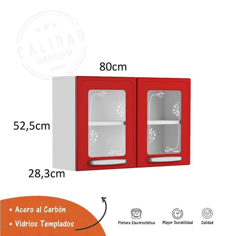 Alacena Oporto Rojo 80 cm con Dos Puertas - Muebles Organizadores | Bylmo