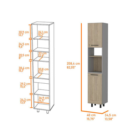 Alacena Hasselt Gris y Rovere 40x208.4cm sin Cajones y con Dos Puertas - Muebles Organizadores | Bylmo