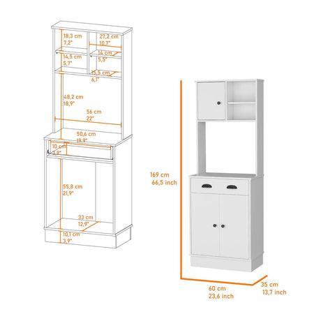 Alacena Z Plus Blanco 60x169cm con Dos Entrepaños y con Tres Puertas - Alacenas y Muebles Microondas | Bylmo