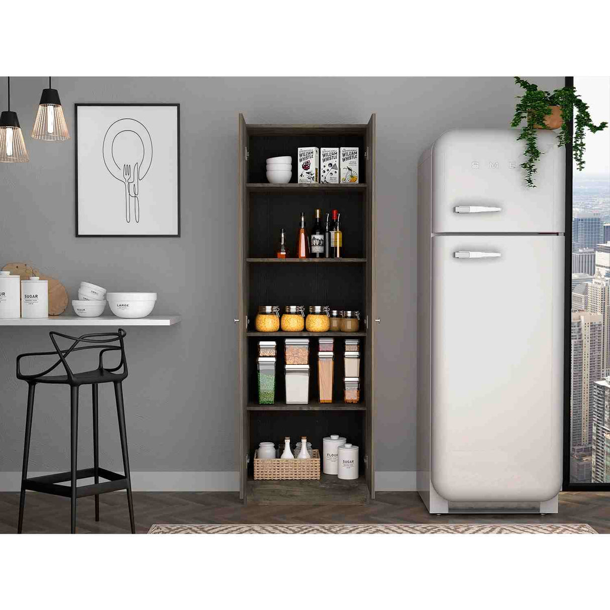 Alacena Oriza Bellota 60 cm con Dos Puertas y Cuatro Entrepaños - Alacenas y Muebles Microondas | Bylmo
