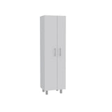 Alacena París Blanca 181 cm x 51 cm con 2 Puertas y 6 Entrepaños, Compartimiento con Ganchos para Guardar Elementos de Aseo - Alacenas y Muebles Microondas | Bylmo