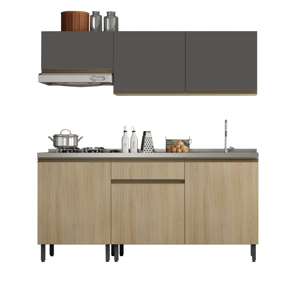 Mueble Superior Santiago Grafito 180 cm - Muebles Organizadores | Bylmo