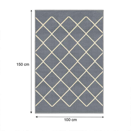 Alfombra Maryland 100 cm x 150 cm de Habitación Gris Oscuro con Rombos - Tapetes y Alfombras | Bylmo