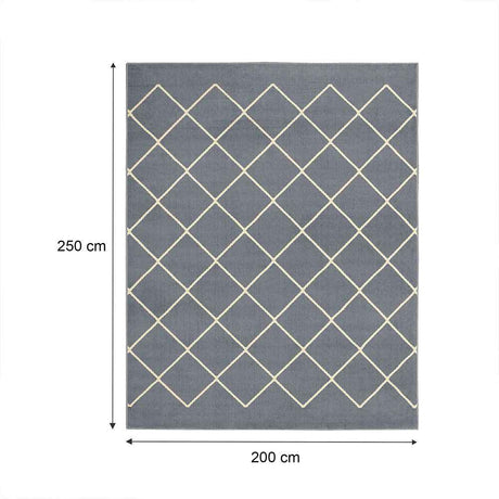 Alfombra Maryland 200 cm x 250 cm de Hogar Gris Oscuro con Rombos - Tapetes y Alfombras | Bylmo
